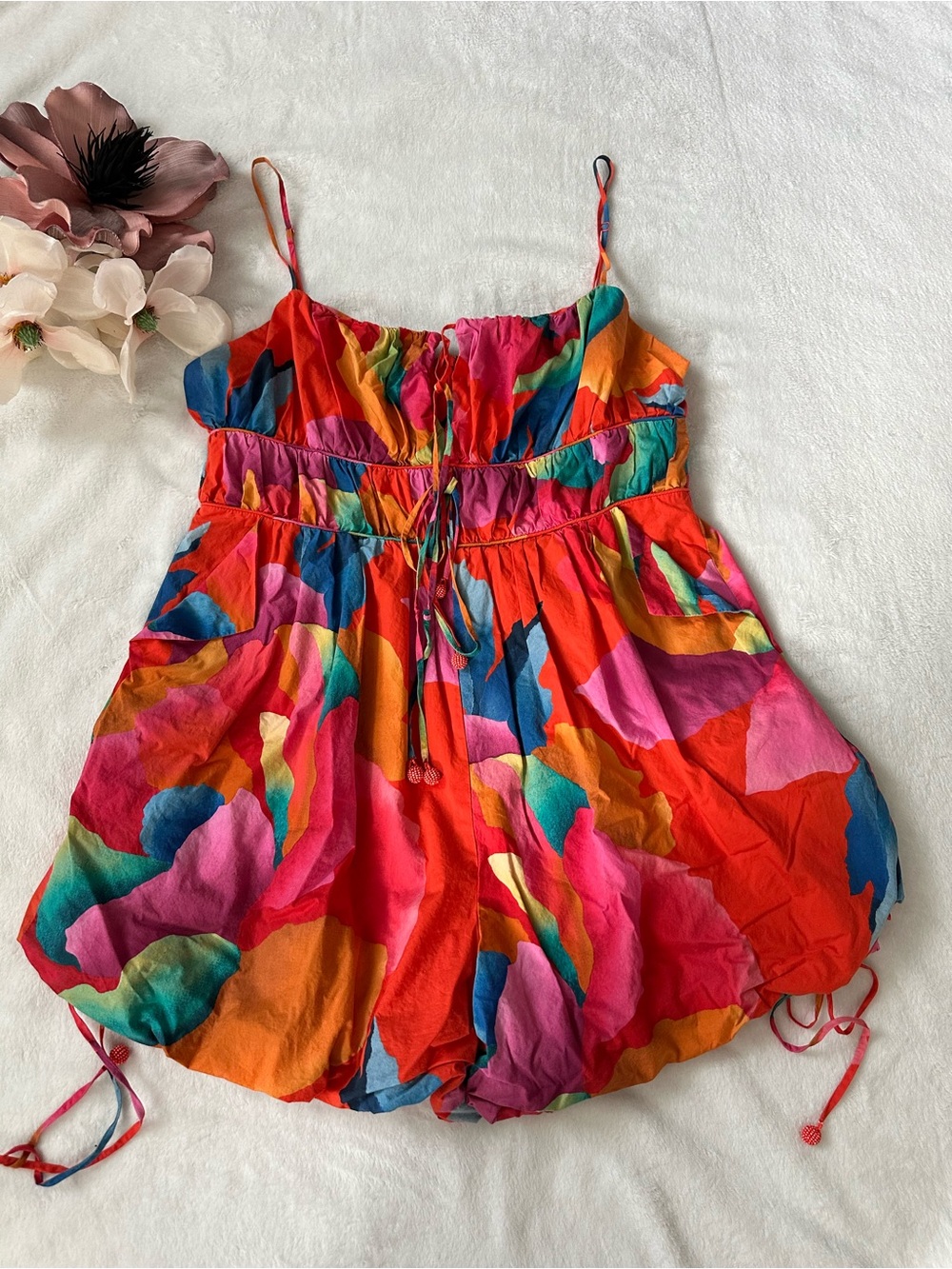 Farm Rio Red Ombre Chita Organic Cotton Romper XL